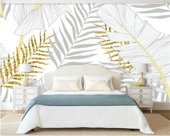 

beibehang wallpaper for walls 3 d Latest Nordic abstract golden plant banana leaf decorative background wall wallpaper 3d