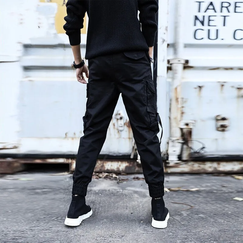 Hip Hop Ankle banded pants Mens Streetwear Black Jogger Pants Men Cargo Pant Trousers Elastic Waist Men Harem Pants