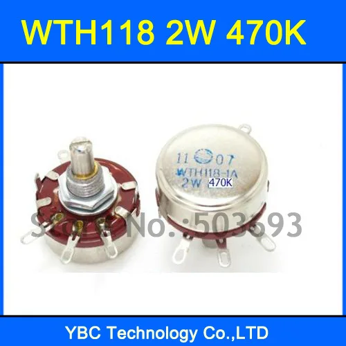 10PCS New ohm Rotary Taper Potentiometer WTH118-1A 2W 470K