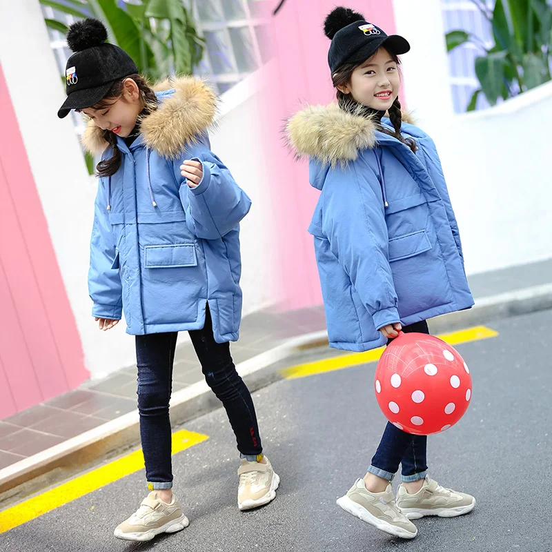 

HSSCZL Girls Duck Down Jackets 2018 New Brand Children Down Coat Winter Thicker Outerwear Overcoat Natural Fur Collar Hooded