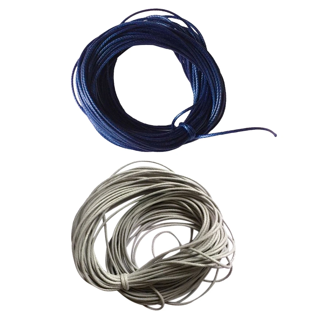 2 Piece 10 Meters Waxed Nylon String Rope for DIY Necklace Bracelet 1mm Grey Blue