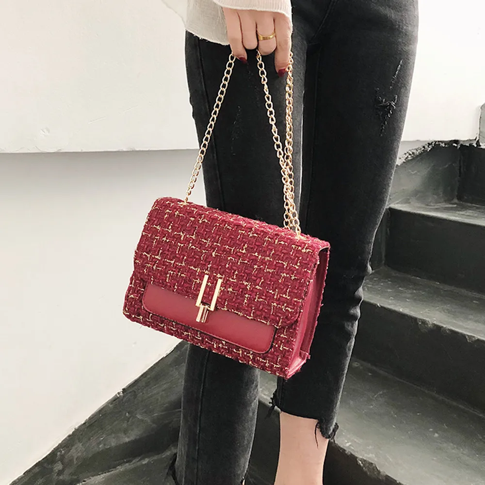 

OCARDIAN Handbags BagsFor Women 2019 Luxury Fashion Button Woolen Simple Design Chain Shoulder Bag Messenger Bag Dropship M12