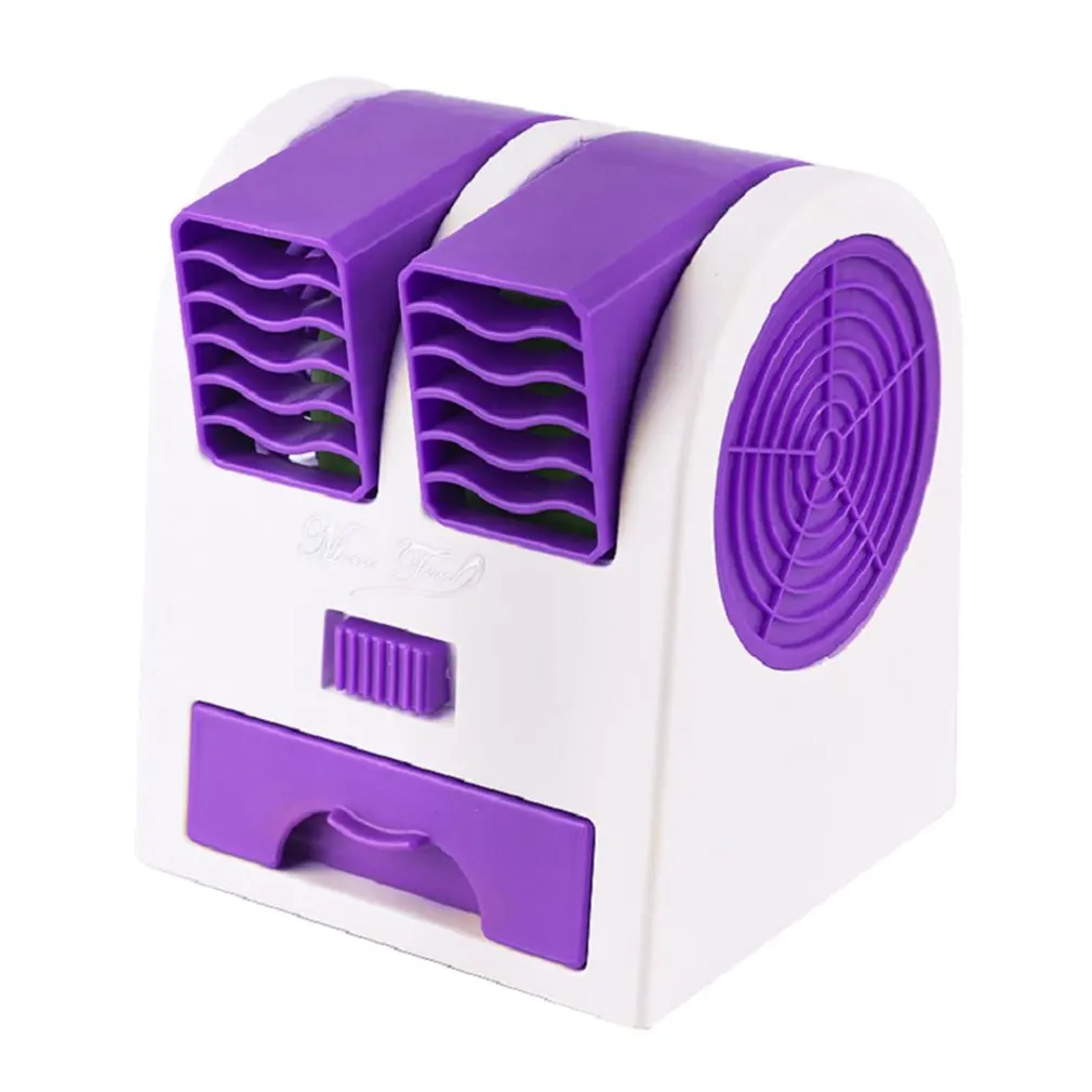 2 порта мини-вентилятор с регулируемыми углами двойной воздушный выход кондиционер вентилятор охлаждения для дома офиса общежития - Цвет: Фиолетовый