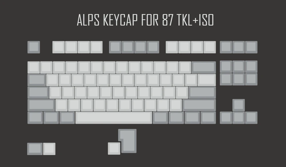 XDA ALPS пустые брелки пустые белые серые для MX механическая клавиатура gh60 покер xd64 xd60 xd68 xd84 xd96 Планк 87 104 ansi tkl - Цвет: ALPS for 87 TKL ISO