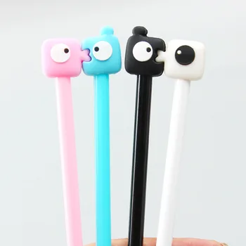 

2Pcs/1Pair New Kawaii Lovable kiss lovers Couple Big Eye Pen 0.38mm Gel Pen Office School Gift Stationery Pen E2133