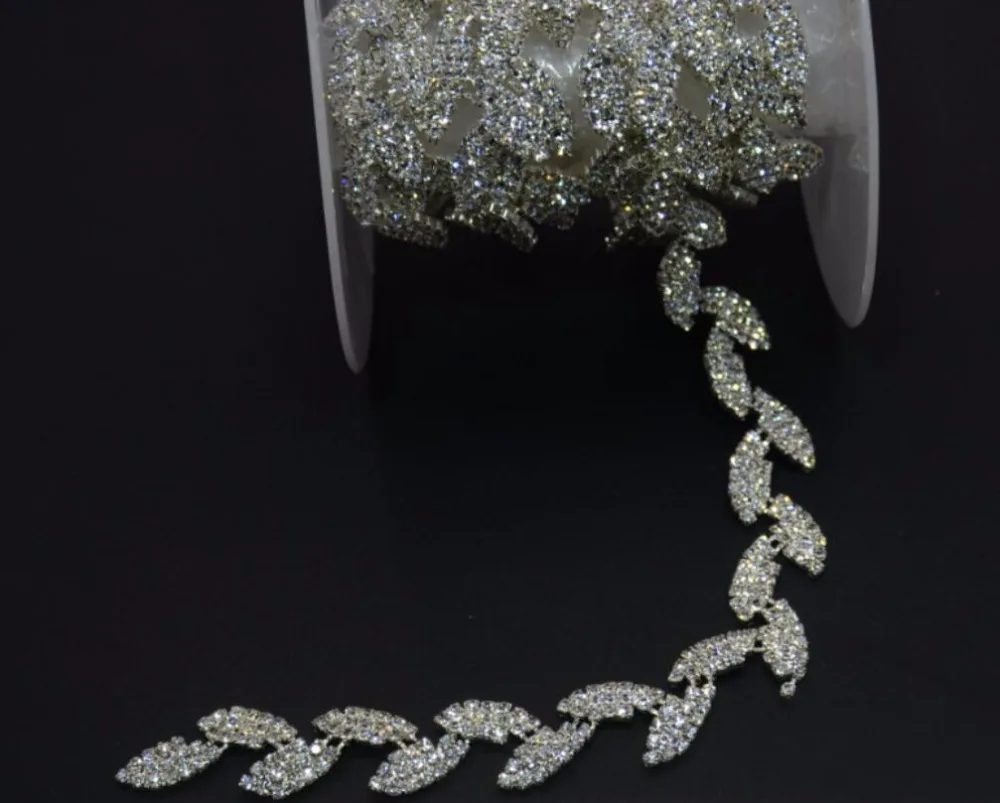 Buy 1 Yard Leaf Shape Glass Crystals Rhinestones