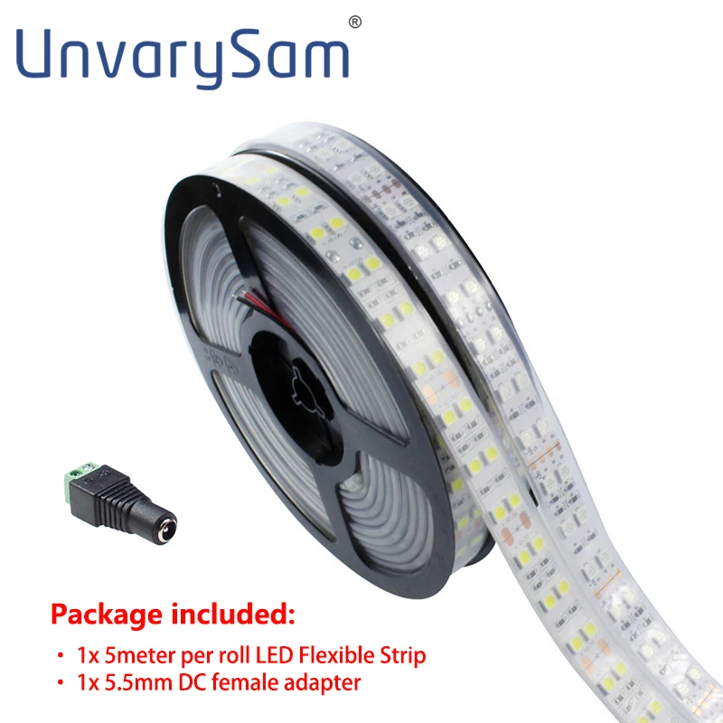 DC 12V Dimmable SMD5050-600 Double Row Flexible LED Strips 120 LEDs Per Meter 1800lm Per Meter