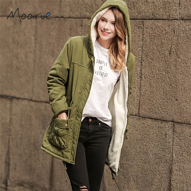 Mooirue Winter Casual font b Women b font Down Parka Pink Long Female Parka Hooded Straight