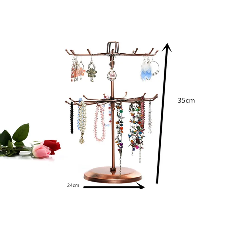 24 Hooks Vintage Jewelry Display Stand Holder Jewelry Organizer Hard Display Stands