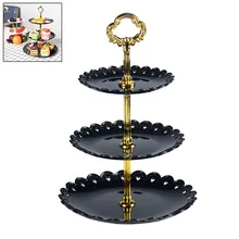 Костюм из трех Слои тарелка для фруктов, пирожных, подставка, свадебные овощей десерт стеллаж для хранения для вечеринки, дня рождения фруктовый торт подставка для торта
