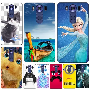 

Fashion Cartoon Case For LG V30 Plus V20 V10 LG Q6 Plus Nexus 5 Phone Bag Cat Landscape Drawing Back Cover Coque Hot