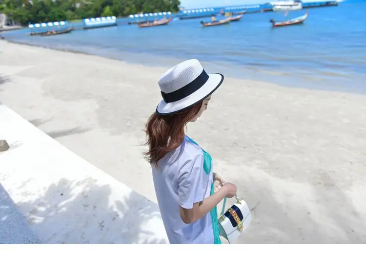Соломенная пляжная шляпа с круглым плоским верхом, с буквенным принтом, соломенная шляпа для женщин, шляпа от солнца, соломенная шляпа для путешествий, Snapback Gorras