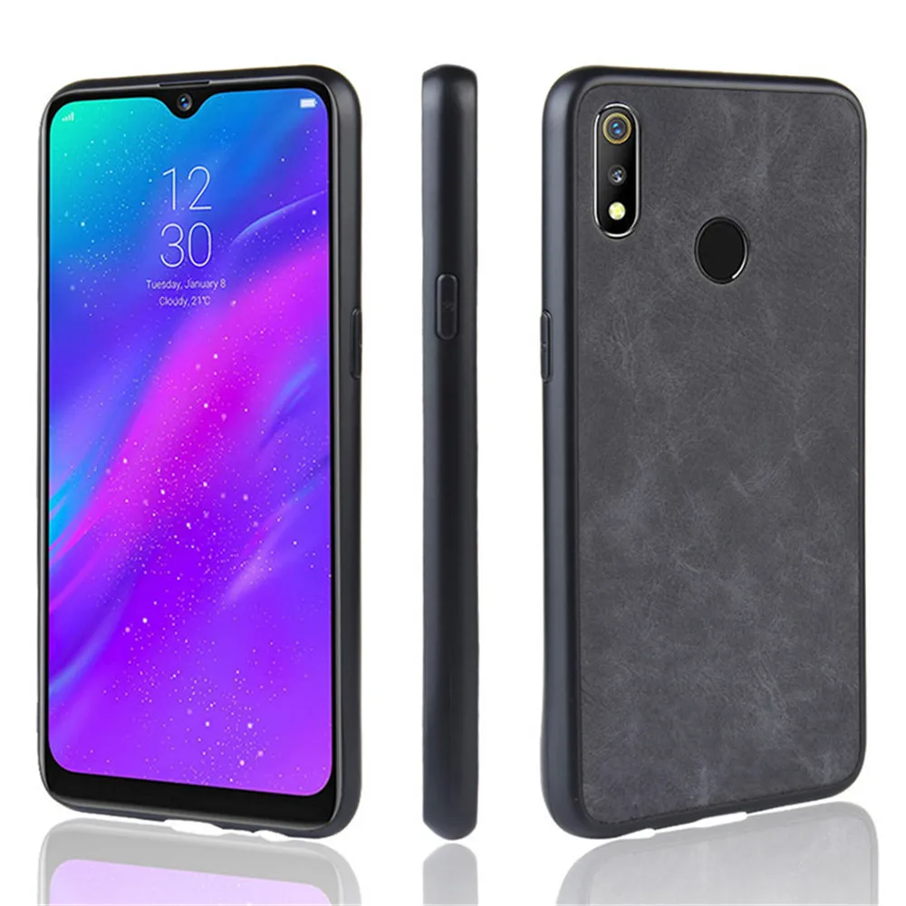 

For OPPO Realme 3 Case Luxury PU Leather Hard Back Cover Shockproof Case For Oppo Realme 3i Realme3 RMX1825 RMX1821 Phone Cases