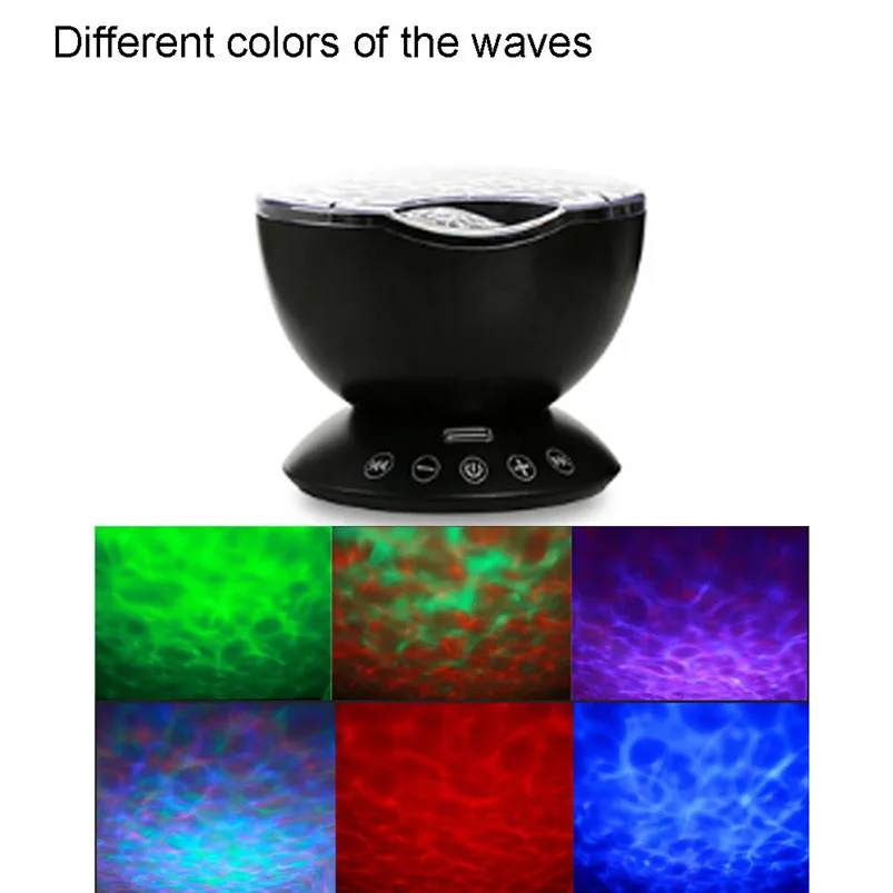  12 LED 7 Colors Night Lamp Remote Control Ocean Wave Projector Nightlight For Apartment Drawing Room Decor Lamparas 40JY3014
