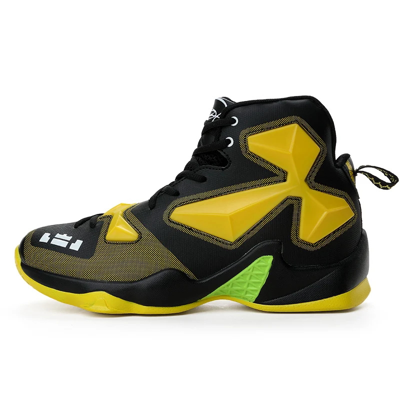 Официальные оригинальные аутентичные кроссовки для баскетбола, спортивные кроссовки для спорта на открытом воздухе, спортивные кроссовки, высокие кроссовки, амортизирующие кроссовки в стиле ретро James Boot - Цвет: Цвет: желтый