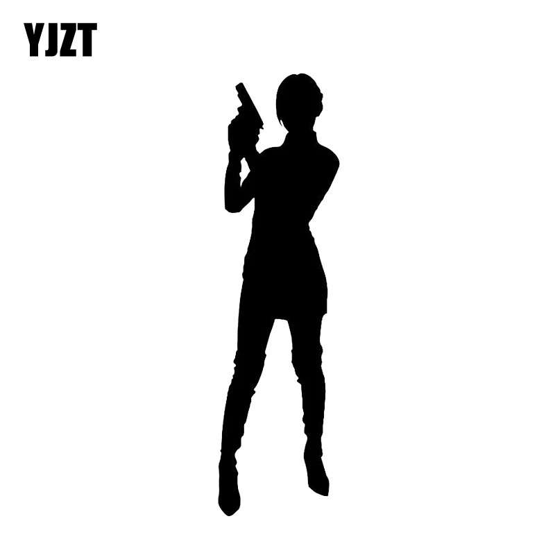 YJZT 4,4*15,9 см интересный сексуальный девушка женщина пистолет Графический автомобиль стикер черные оконные принадлежности винил C12-0358