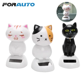 

FORAUTO Car Ornaments Solar Powered Swinging Cat Dashboard Decoration ABS Car-styling ABS Bobble Dancer Toy Interior Accessories