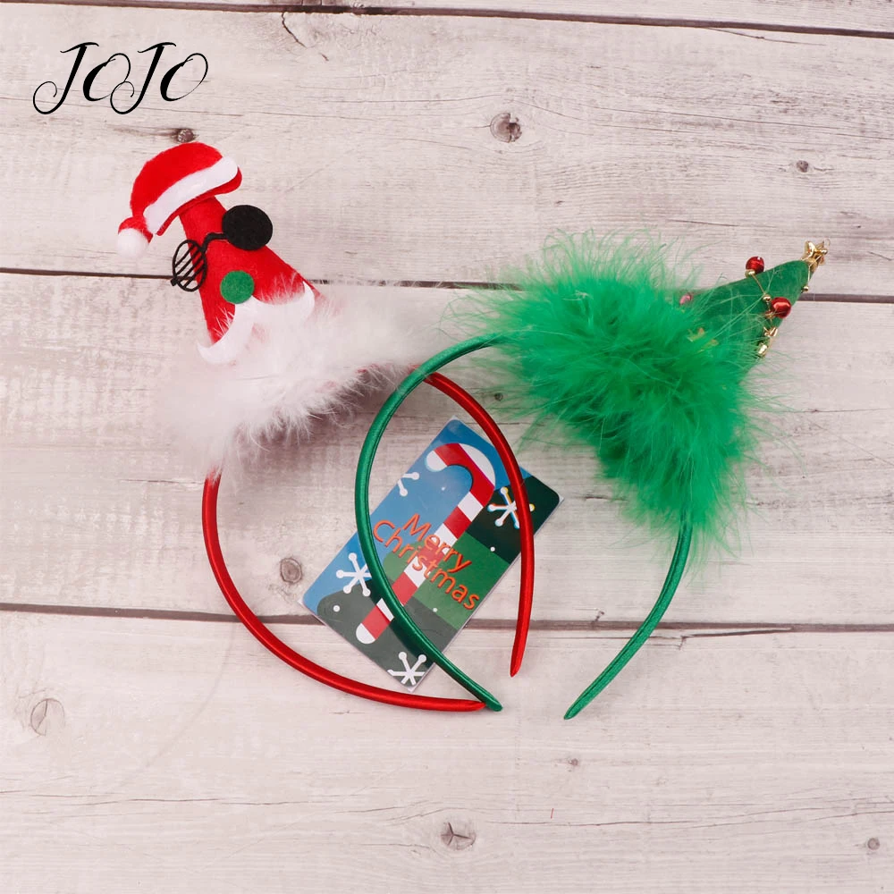 JOJO банты 1 шт. Рождественская повязка на голову Рождественская елка колокольчик с плюшевый помпон повязка для волос для девочек праздничный головной убор наголовный обруч