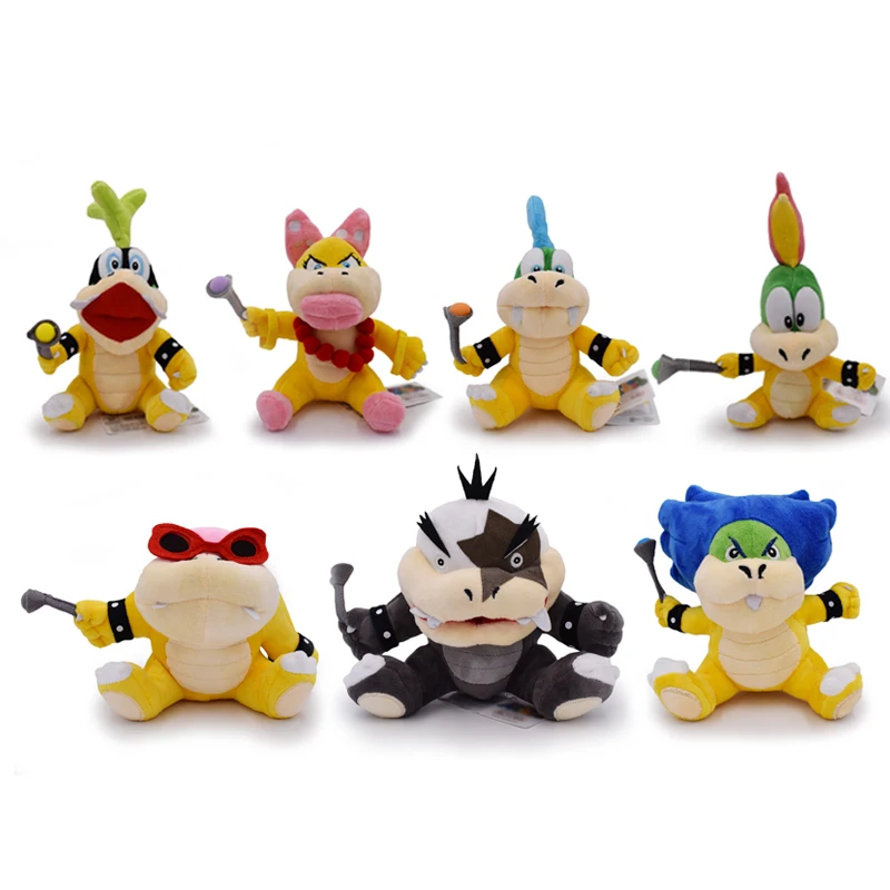 Vente en gros jouets en peluche Super Mario Koopalings 7 pièces/ensemble Larry Wendy Ludwig Morton Jr Iggy Lemmy Roy jouets en peluche livraison gratuite (lot de 7)