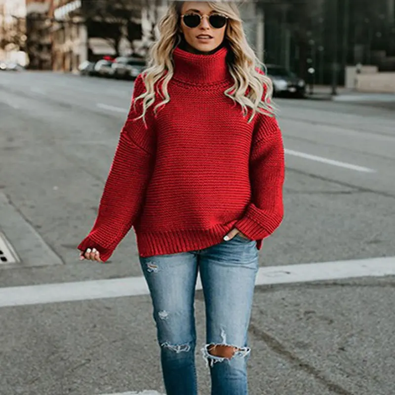 Bella philosophy, осенне-зимний теплый женский свитер, Женский вязаный свитер с длинным рукавом и высоким воротом, повседневные Пуловеры большого размера