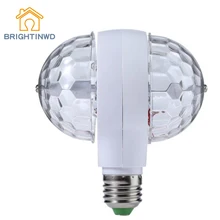 RGB E27 Disco Stage Light LED Lights Crystal Ball Bulb 2-Head Rotating Party Xmas Lamp BRIGHTINWD