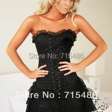Горячая корсет с мини-юбкой Модный Корсет черный кружевной корсет платье