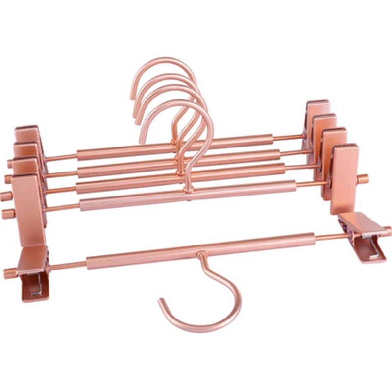 

5 pcs/lot Aluminium Alloy Trousers Hangers Household Metal Pants Racks Traceless Clothes Hanging Size Adjustable Hook Portable