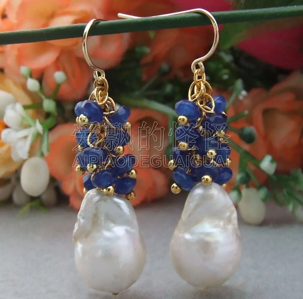 

Women's 2" 18mm White Reborn Keshi Pearl Earrings