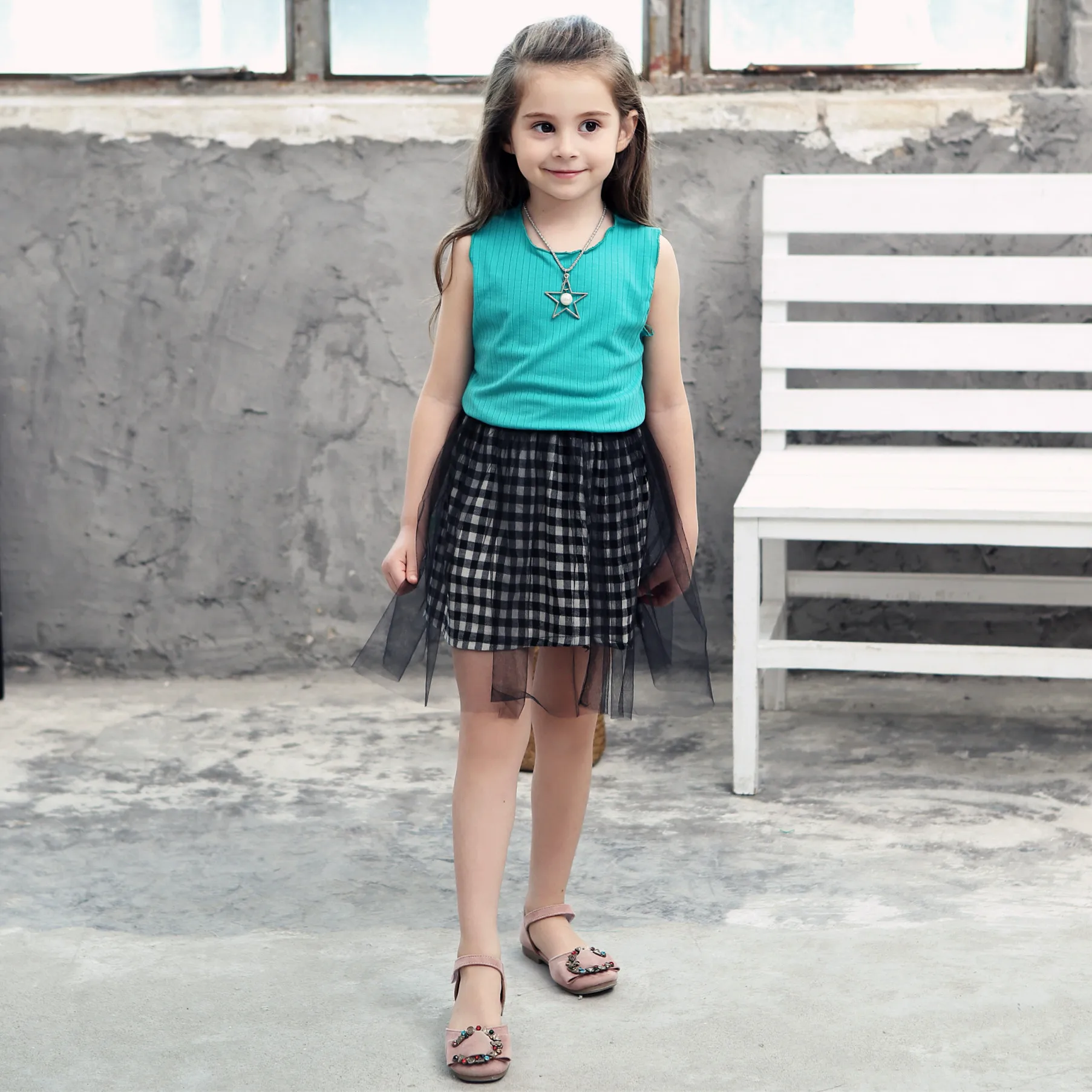 

Toddler Girl Winter Clothes 1*vest+1*plaid Skirt Teenage Girls Clothing Girls Ruffle Outfits Gauze Thanksgiving Christmas Kids