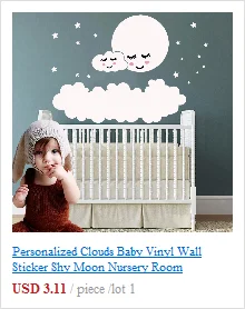 Персонализированная Наклейка на стену с именем, облаком, луной, звездой, Виниловая наклейка, s Переводные картинки для девочек, украшения для спальни для детей, украшения для детских комнат