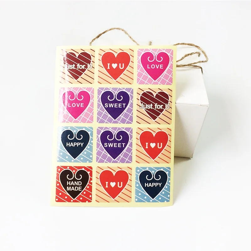 

120 Pcs/lot 'HANDMADE HAPPY SWEET LOVE JUST for U' DIY Sealing Label Stickers Scrapbooking For Gift Cake Baking Heart Design
