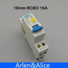 Disjoncteur automatique différentiel de courant résiduel RCBO 16A 1P + N 6KA, 18MM, protection contre les fuites de surintensité