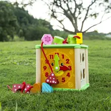 Обучающая головоломка для раннего ребенка, деревянная многофункциональная интеллектуальная коробка, строительные блоки в форме геометрии, цветные когнитивные игрушки из бисера