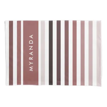 

Customized Name Sleek Thick Stripes With Name in Rosy Brown Pillow Case Throw Pillow Cushion Cover Sofa Home Decorative Zippered