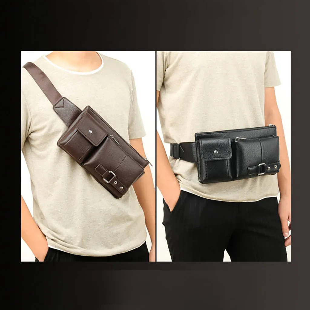 

Hot Sale Simple Style Men Retro Multi-function Pockets Outdoor Sports Leisure Messenger Chest Bag Europe fashion Solid C515