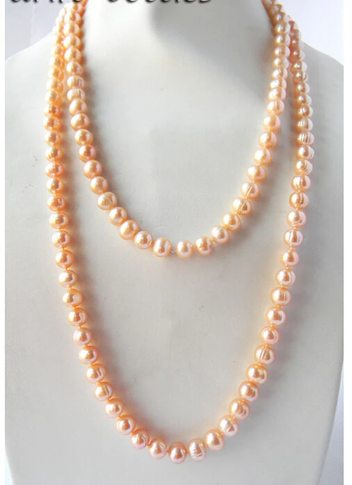 

Free shipping >>>>>50'' 10MM Pink Round Freshwater Pearl Necklace