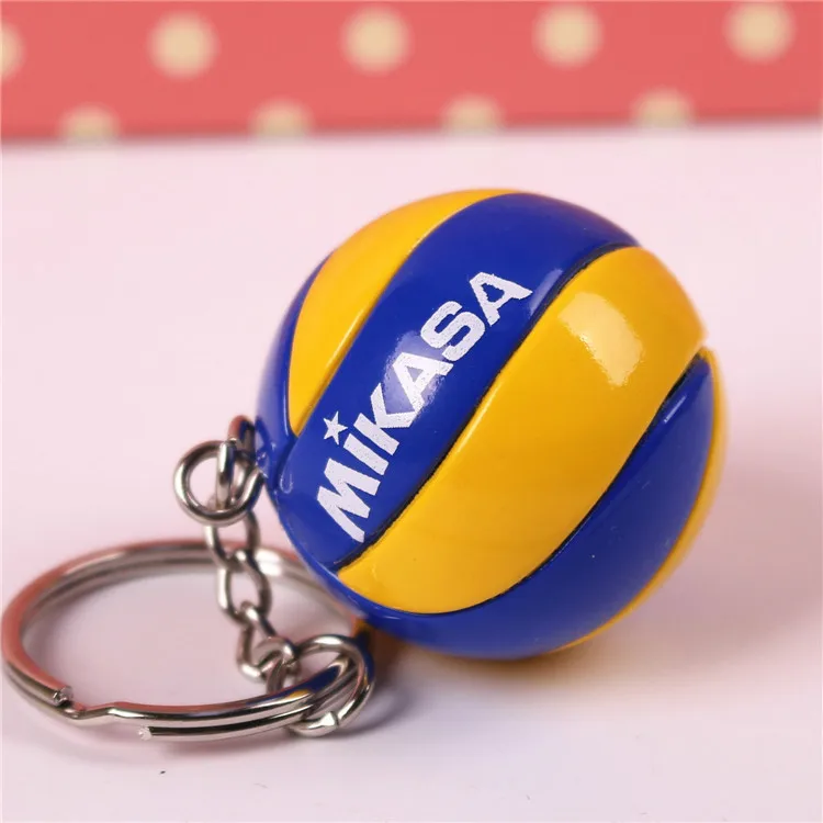2 Pcs/Lot Sports Funny Keychain Mini PU Leather Volleyball Key Chain