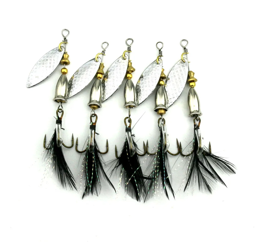 5 Pcs Metal Fishing Spoon Lures Spinnerbait Fishing Wobblers 6cm 6g
