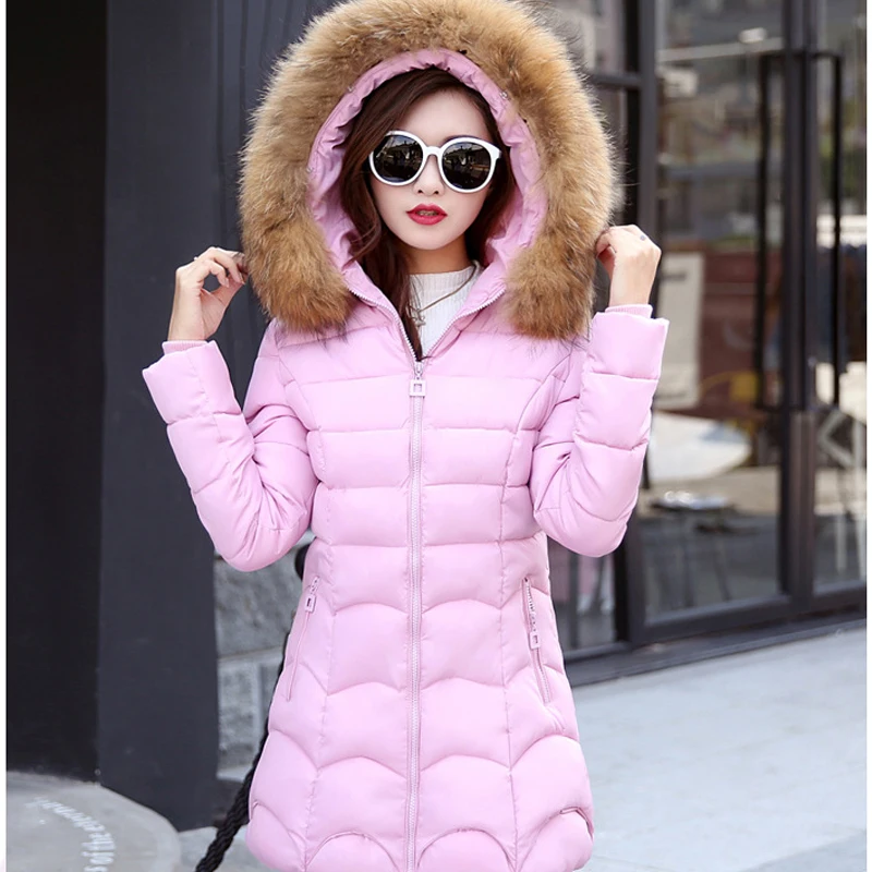 Women'S Down Coat 2018 New Winter Fur Collar Long Section Thick Hooded Down Jacket Large Size