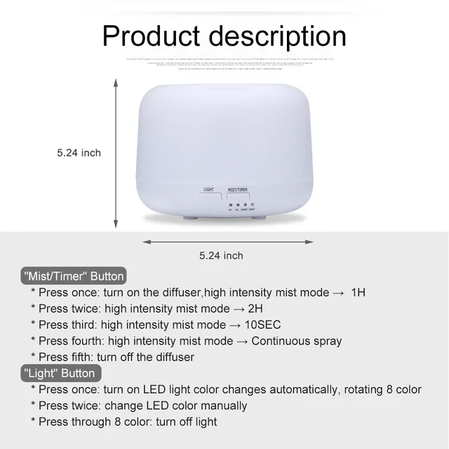 Remote Control Air Humidifier 300ml - Image 2