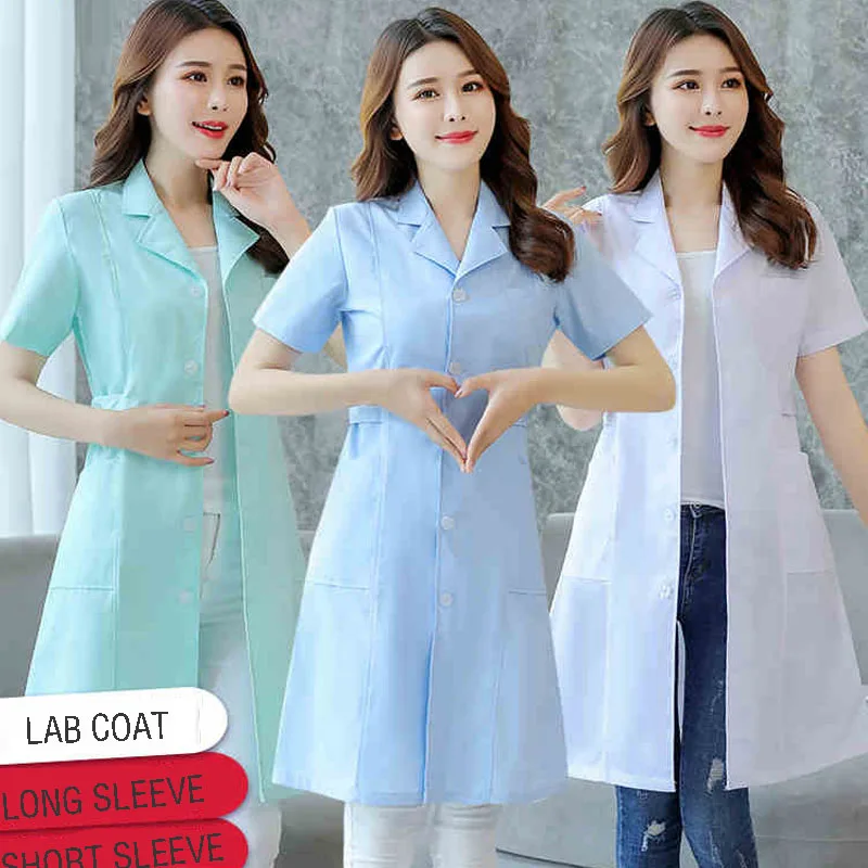 

Women's Lab Coat Fashion Medical Uniforms Long Jacket with Side Belts Short Sleeve/long Sleeve Workwear