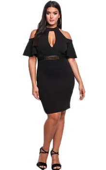 

Sexy Off Shoulder Cut Out Choker Women Bodycon Party Dress Plus Size XL-3XL