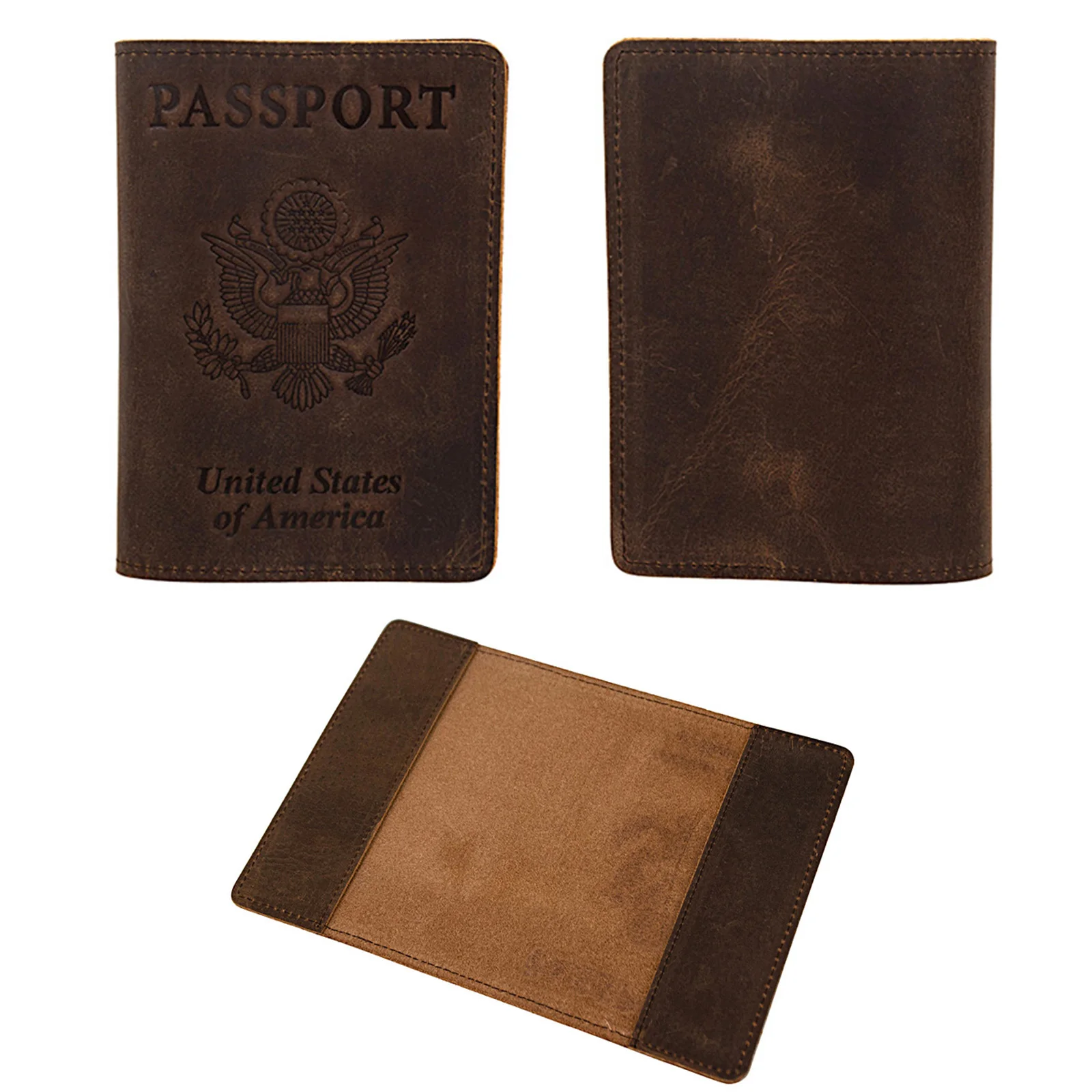Американский RFID блокирующий чехол из натуральной кожи для паспорта, дорожный кошелек, 59550 натуральная кожа Crazy Horse для мужчин - Цвет: Coffee cover