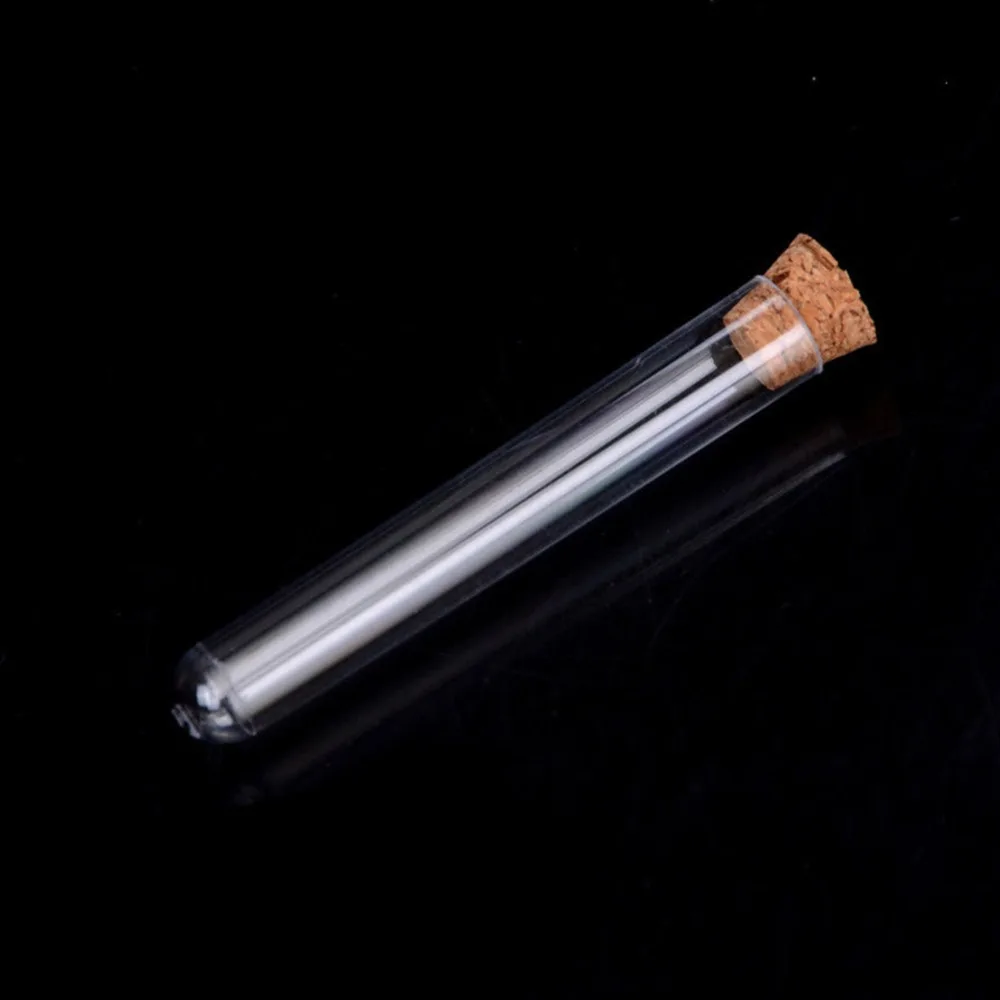 eCos 10pcs/lot 12*60mm Transparent Plastic Round Bottom Test Tube With Cork Stoppers Empty Scented tea Tubes #280735