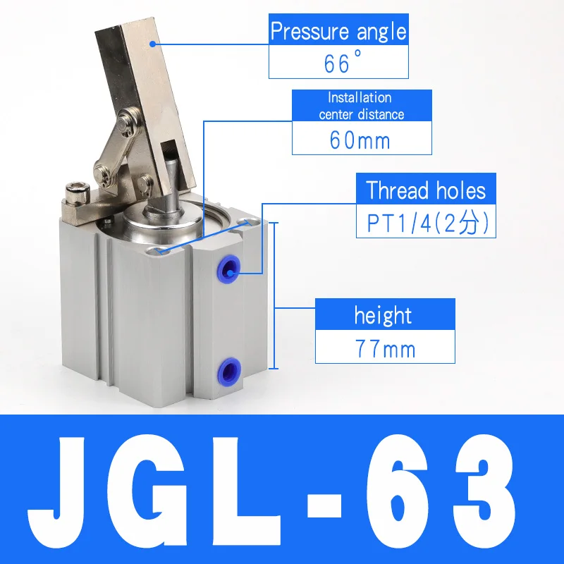 Рычаг вниз цилиндра отверстия ALC/JGL 25 32 40 50 63 двойного действия зажимной цилиндр воздушный компрессор пневматический цилиндр, компоненты - Цвет: JGL-63