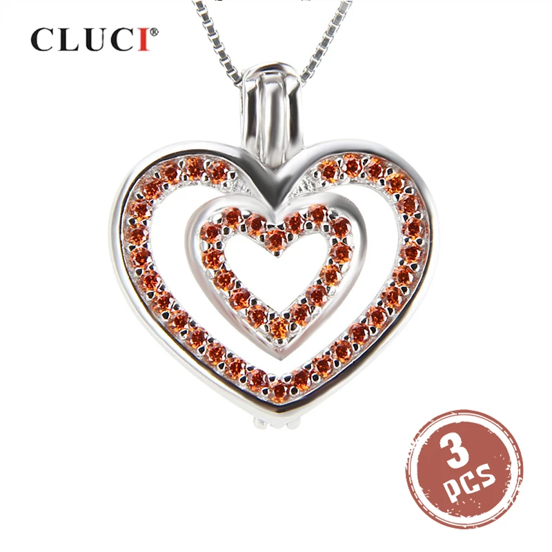 

Кулон CLUCI женский из серебра 925 пробы с двумя сердечками, Ювелирное Украшение из серебра 925 пробы с жемчугом, SC187SB, 3 шт.
