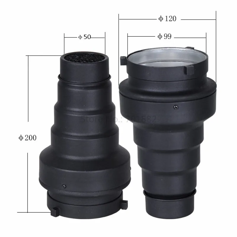 SN-11 NICEFOTO Aluminum Bowens Mount Reflector Conical Snoot with Honeycomb Grid for Studio Strobe Flash (2)
