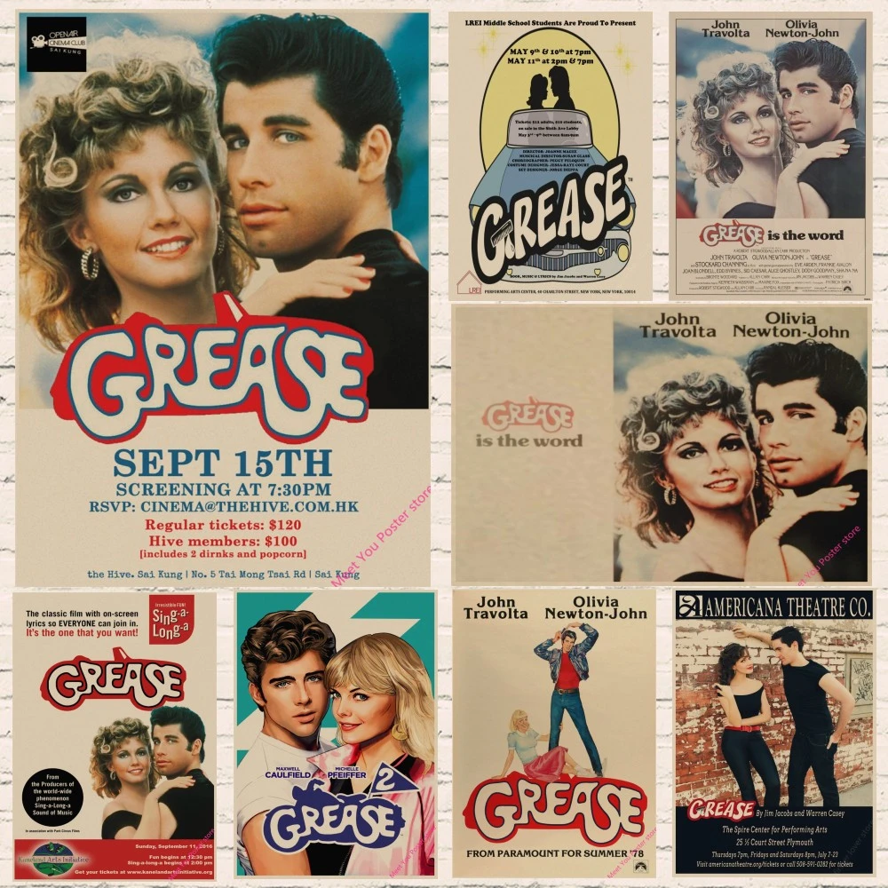 Vintage Grease Movie Poster 1978 Vintage Retro Kraft Paper Poster Office Gift Room Dining Home Decor Wall Sticker 2019 New Style Wall Stickers Aliexpress