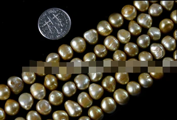 

Miss00220 7-8mm Freeform Yellow Cultured Pearl Jewelry Making Beads Spacer Strand 15" 5pc