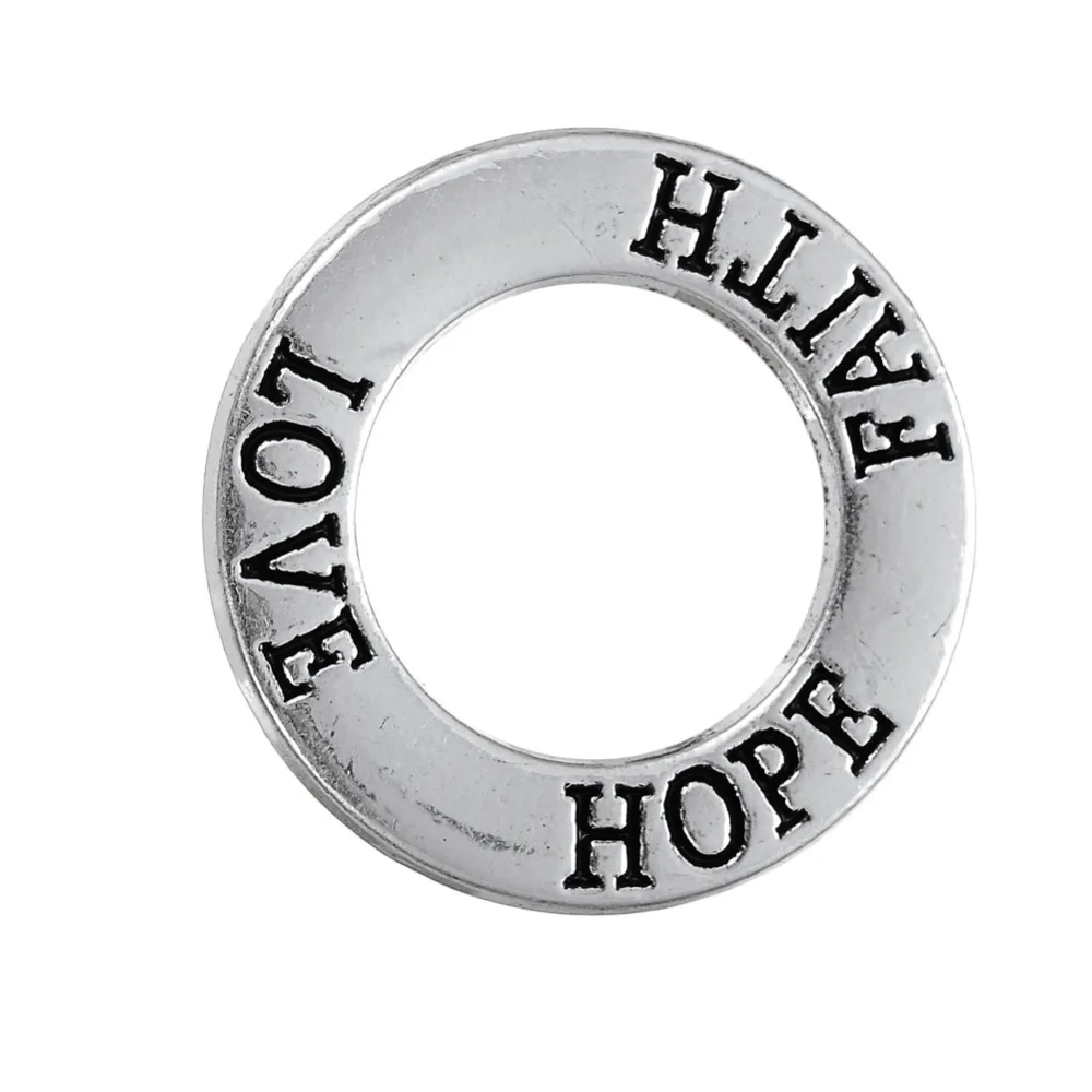 

my shape 20pcs hope love faith circle message charm